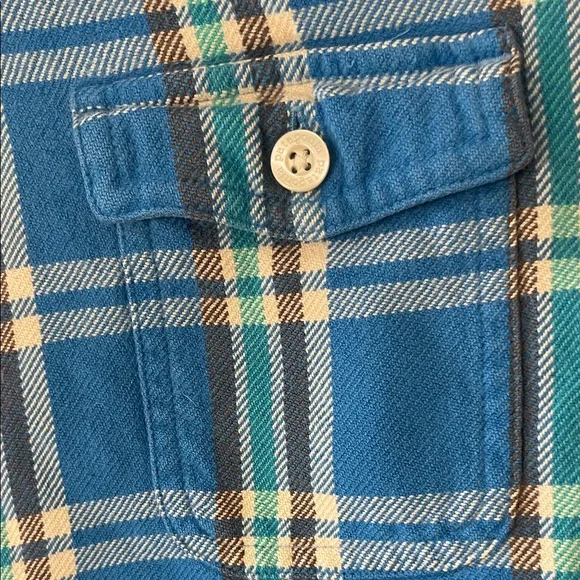 Patagonia Turquoise and Brown Plaid Shirt gently used size 6 - Picture 3 of 3